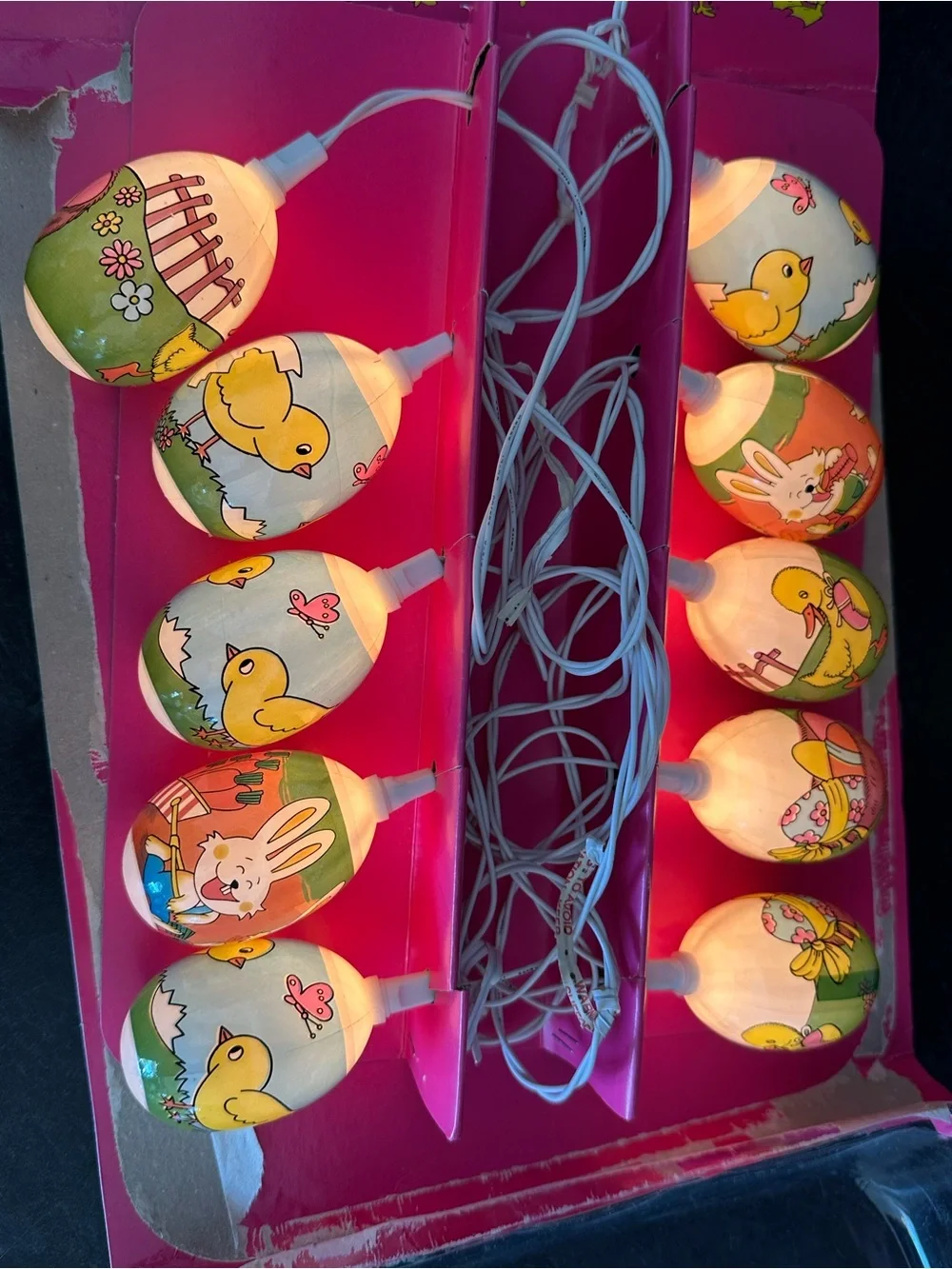 Vintage Easter Deco Lights - WORKING! Egg String Lights